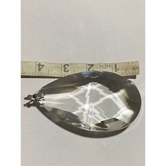 Vintage Clear Teardrop Crystal Chandelier 4” Prism Glass Pendant Lamp Replacemen - Picture 3 of 4